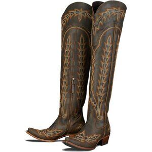 ⚡Women's Embroidery Cowgirl Boots Chunky Heel Side Zipper Thigh High Western